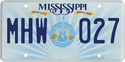 MS license plate MHW027