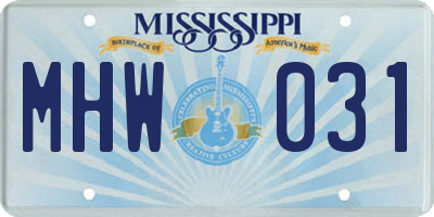MS license plate MHW031