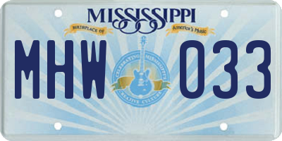 MS license plate MHW033