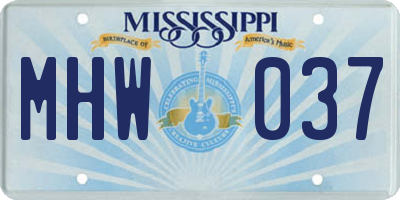 MS license plate MHW037