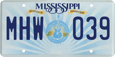 MS license plate MHW039