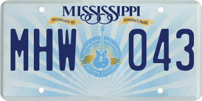 MS license plate MHW043