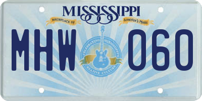 MS license plate MHW060