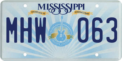MS license plate MHW063
