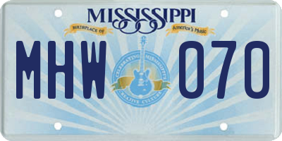 MS license plate MHW070