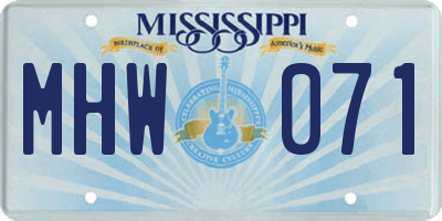 MS license plate MHW071