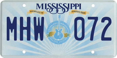MS license plate MHW072