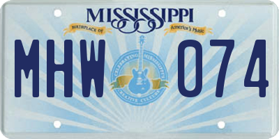 MS license plate MHW074