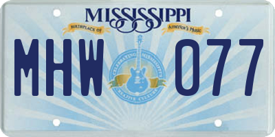 MS license plate MHW077