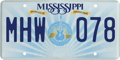 MS license plate MHW078