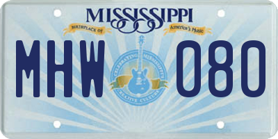 MS license plate MHW080
