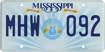 MS license plate MHW092