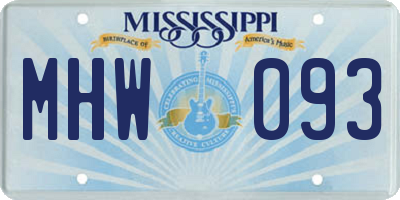 MS license plate MHW093