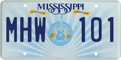 MS license plate MHW101