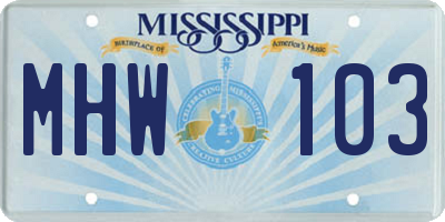 MS license plate MHW103