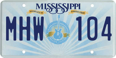 MS license plate MHW104