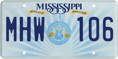 MS license plate MHW106