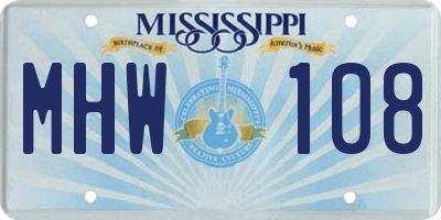 MS license plate MHW108