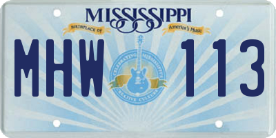 MS license plate MHW113
