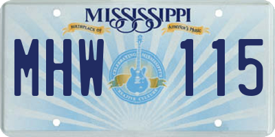 MS license plate MHW115