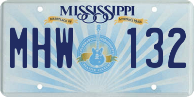 MS license plate MHW132