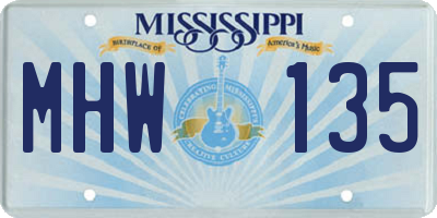 MS license plate MHW135