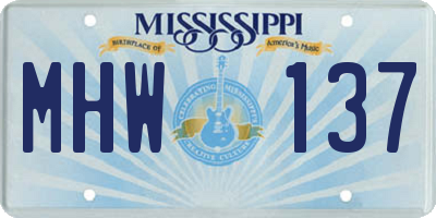 MS license plate MHW137