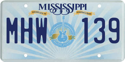 MS license plate MHW139