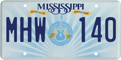 MS license plate MHW140