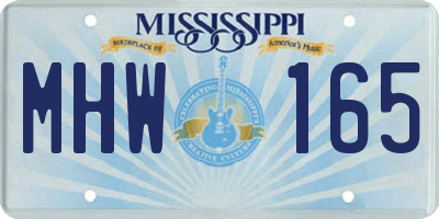 MS license plate MHW165
