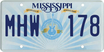 MS license plate MHW178