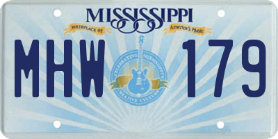 MS license plate MHW179