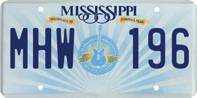 MS license plate MHW196