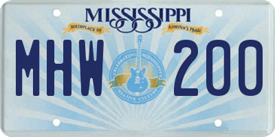 MS license plate MHW200