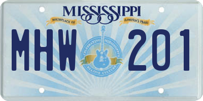 MS license plate MHW201