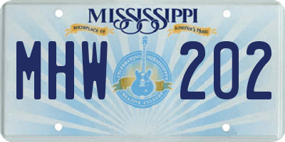 MS license plate MHW202