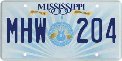 MS license plate MHW204