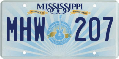 MS license plate MHW207