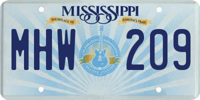 MS license plate MHW209