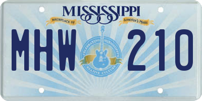MS license plate MHW210
