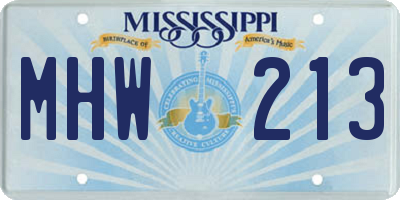 MS license plate MHW213
