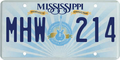 MS license plate MHW214