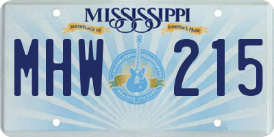 MS license plate MHW215