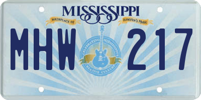MS license plate MHW217