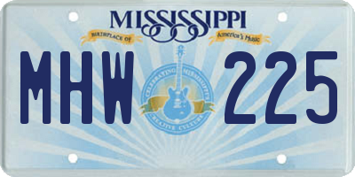 MS license plate MHW225