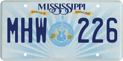 MS license plate MHW226