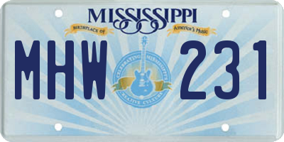 MS license plate MHW231