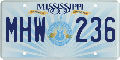 MS license plate MHW236