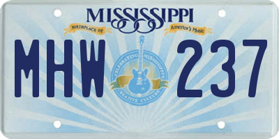 MS license plate MHW237