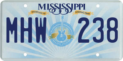 MS license plate MHW238